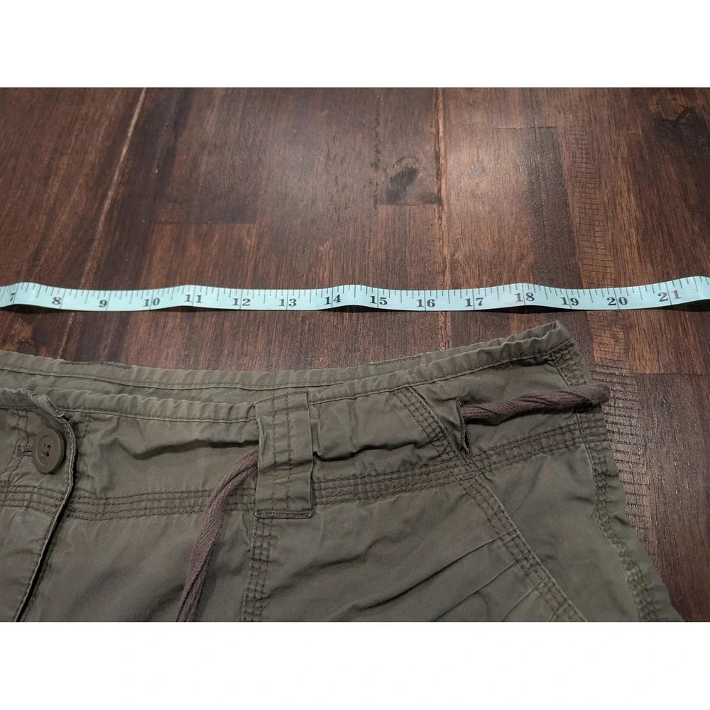 Willi Smith Capri Pants Womens 14 Green Cargo Drawstring‎ Pockets Cropped Y2K - Picture 2 of 8